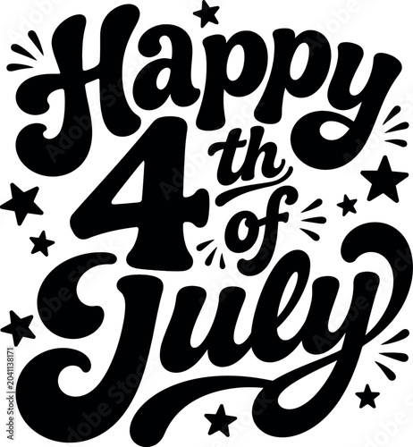 Happy 4th of July Retro Bold Lettering Design