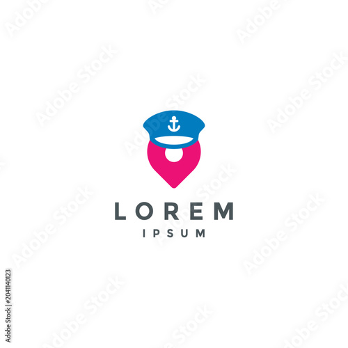 Playful Captain Navigator Cap Logo Design. Captain Sea Travel Guide Logo Design.