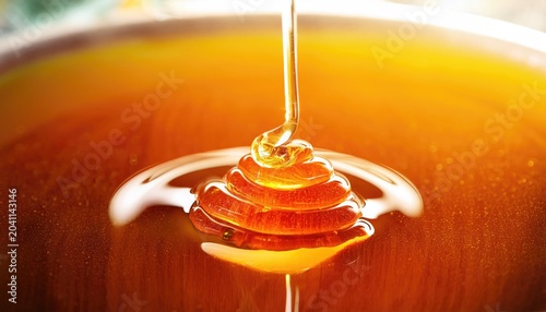 Pouring honey with a drizzling effect and glowing texture. Generated with AI