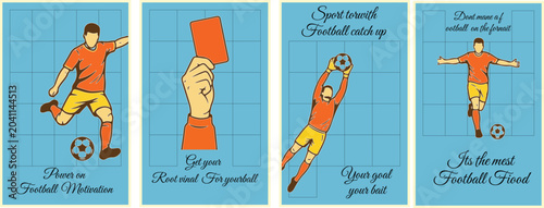 Canvas Print Football Tournament Poster Templates with Goalkeeper, Referee and Winning Moment