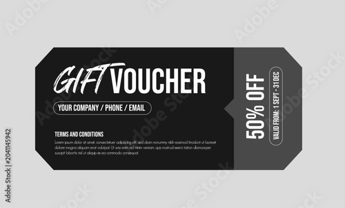 Gift Voucher and Coupon Vector Template for Promotional Sale Discount Horizontal Editable Ad Design, Shopping Gift Card Voucher Design, Discount Voucher Graphic Template