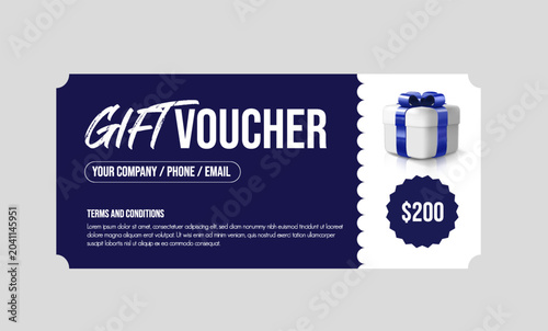 Gift Voucher and Coupon Vector Template for Promotional Sale Discount Horizontal Editable Ad Design, Shopping Gift Card Voucher Design, Discount Voucher Graphic Template