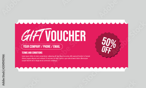 Gift Voucher and Coupon Vector Template for Promotional Sale Discount Horizontal Editable Ad Design, Shopping Gift Card Voucher Design, Discount Voucher Graphic Template