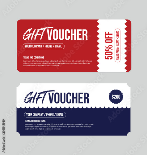 Gift Voucher and Coupon Vector Template for Promotional Sale Discount Horizontal Editable Ad Design, Shopping Gift Card Voucher Design, Discount Voucher Graphic Template