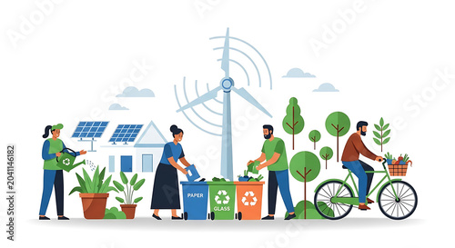 Eco Friendly Lifestyle and Sustainable Living Illustration