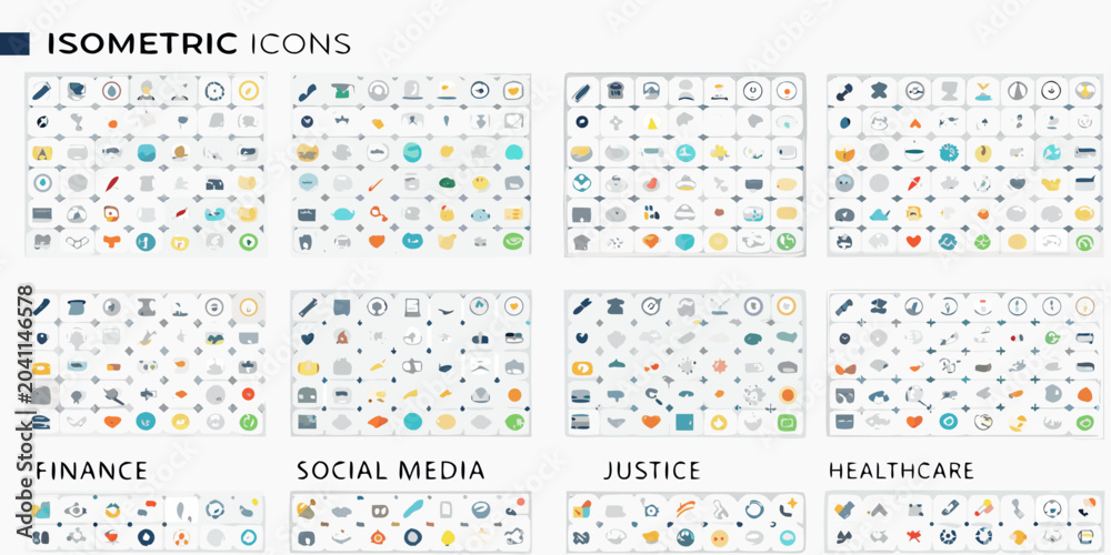 Obraz premium isometric icons collection in colorful vector style on white background finance social