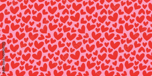 Tableau sur toile scattered red hearts on pink background seamless pattern love design romantic ar