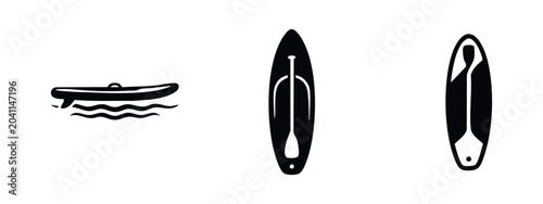 Fotografía Three black icons of watercraft and water sports equipment