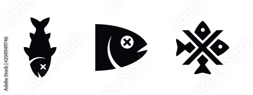 Quadro su tela Three stylized icons representing dead or dying fish