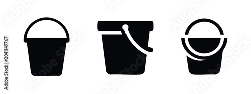 Cuadro en lienzo Three bucket icons: traditional, modern, and stylized
