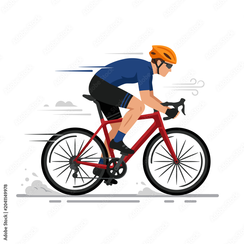 Naklejka premium Cyclist in motion on a red racing bicycle