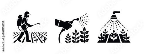 Canvastavla Spraying plants icons