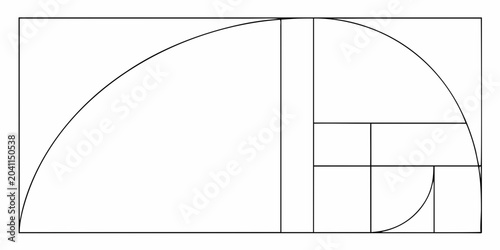 Obraz na płótnie golden ratio spiral line illustration on white background mathematical geometry