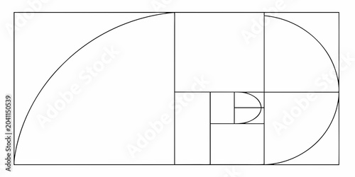 Obraz na płótnie golden ratio spiral line illustration on white background mathematical geometry