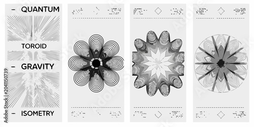 Tableau sur toile abstract science posters with monochromatic patterns quantum toroid gravity isom
