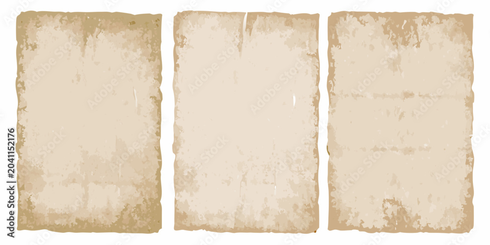 Fototapeta premium three aged paper sheets in warm beige tones with subtle texture vintage