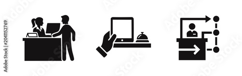 Bild auf Leinwand Reception and check-in icons