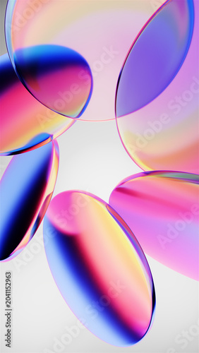 Colorful transparent glass plates with light dispersion effect soft background