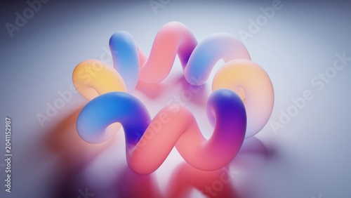 Psychedelic twisting shape with neon gradient colors glowing