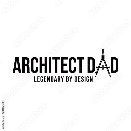 Best Architect Dad typography logo vector featuring architectural elements, drafting tools, and bold lettering, perfect for Father's Day, gifts, t-shirts, stickers, and appreciation designs, isolated 