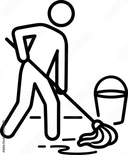 Photography Person mopping floor, cleaning service icon, hygiene and tidiness concept