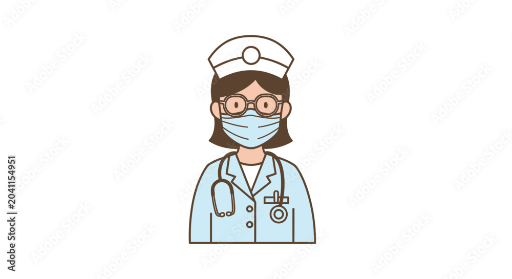 Fototapeta premium Female Nurse Wearing Medical Face Mask.