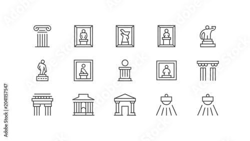 Fotografie Set of twelve ancient greek architecture icons featuring columns and buildings V