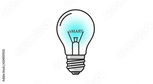 A minimalist light bulb icon with a glowing filament and the word SMART inside it