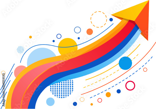 Colorful abstract arrow pointing up for business growth and success
