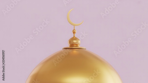 Religious mosque dome featuring crescent moon finial high resolution picture