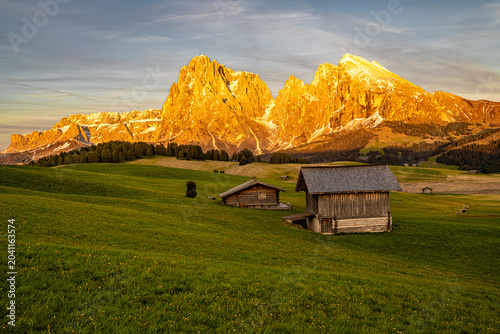 Canvas Print Alpenglow on the Seiser Alm