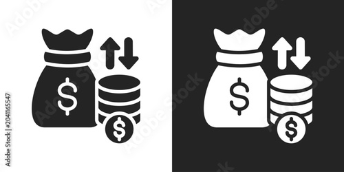 Tableau sur toile Cost Saving Icon In Black And White Glyph Style
