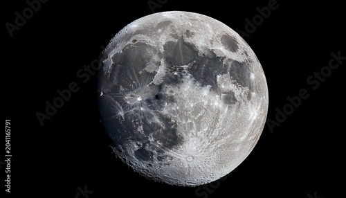 Detailed Full Moon With Sharp Crater And Mare Texture Isolated On A Transparent Background