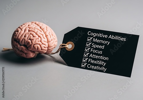 Brain with cognitive abilities checklist tag