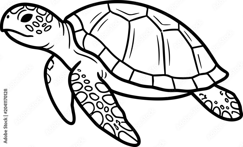 Fototapeta premium Line Art Sea Turtle Illustration - Simple Marine Animal Drawing