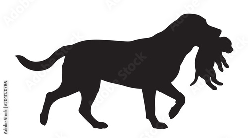 Cuadro en lienzo dog carrying puppy silhouette carry animal parent