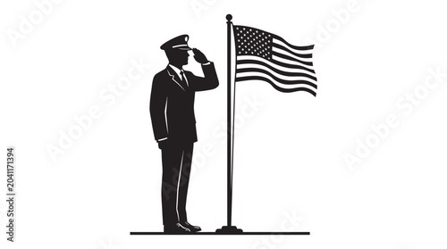 Foto soldier saluting flag silhouette salute american uniform