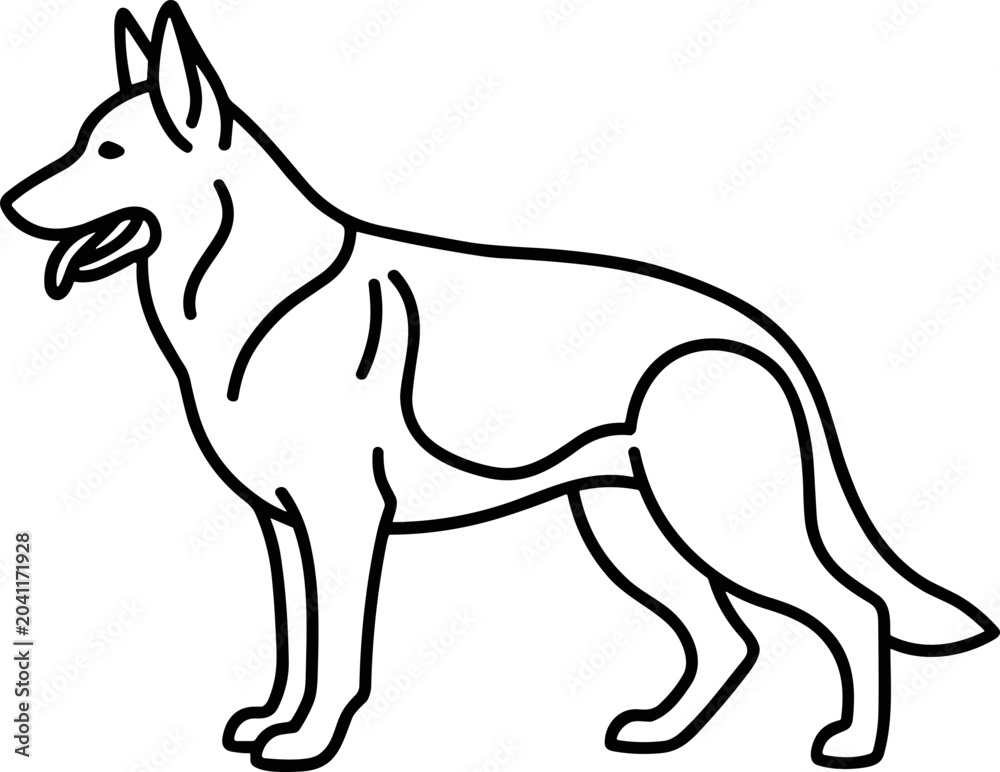 Fototapeta premium German Shepherd Dog Outline Illustration - Clean Line Art