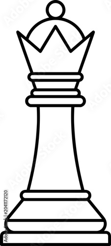 Photos Chess Queen Outline Icon Vector - Minimalist Game Piece Symbol