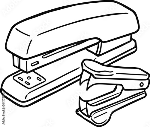 Photography Office Stapler and Hole Puncher - Line Art Illustration
