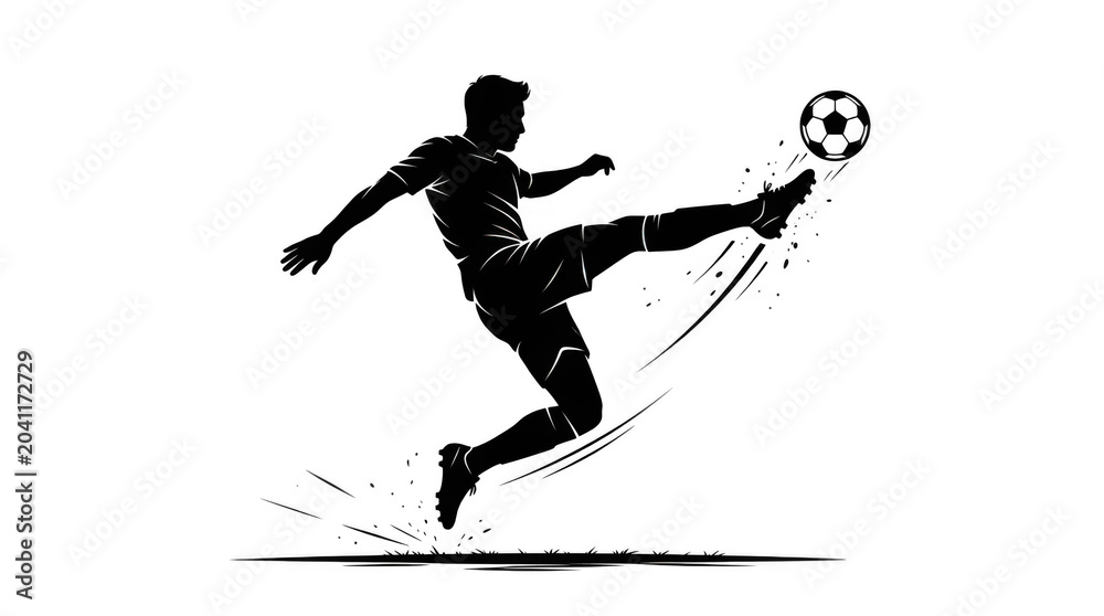 Fototapeta premium Athlete kicking soccer ball in action