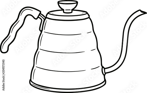 Canvastavla Drip coffee kettle, gooseneck pour over teapot, hand-drawn line art illustration
