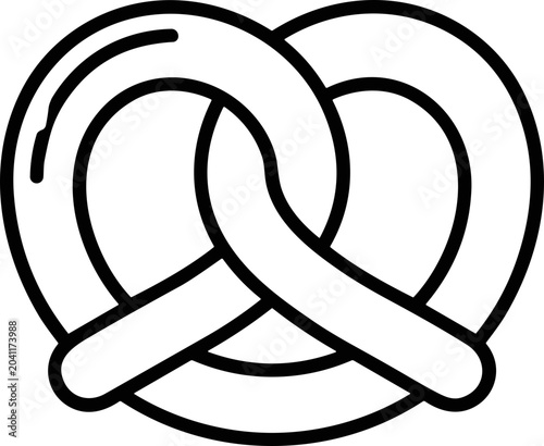 Fotografie Simple line art pretzel icon, bakery, snack, food illustration, baked goods, gra