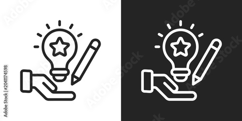 Foto Creation Icon In Black And White Line Style