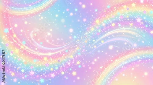 Vibrant rainbow star silhouette on cosmic background