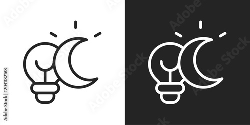 Foto Darkness Icon In Black And White Line Style