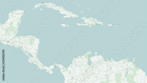 Tableau sur toile Minimalist vector map of the Caribbean Sea