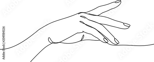 Quadro em tela Elegant continuous line drawing of a woman's hand with manicured nails, minimalist art style