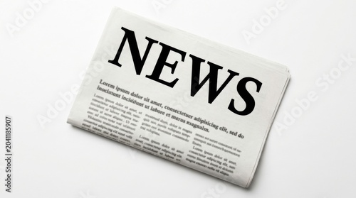 Newspaper with news headline on white background mockup for media and journalism concepts