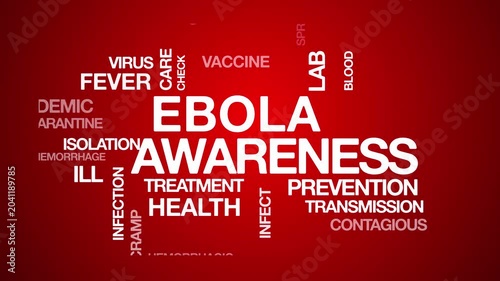 Ebola awareness concept Animated Tag Word Cloud kinetic typography, Text Design Animation typography seamless loop video motion graphics Intro Wordart tagcloud red background bg backdrop